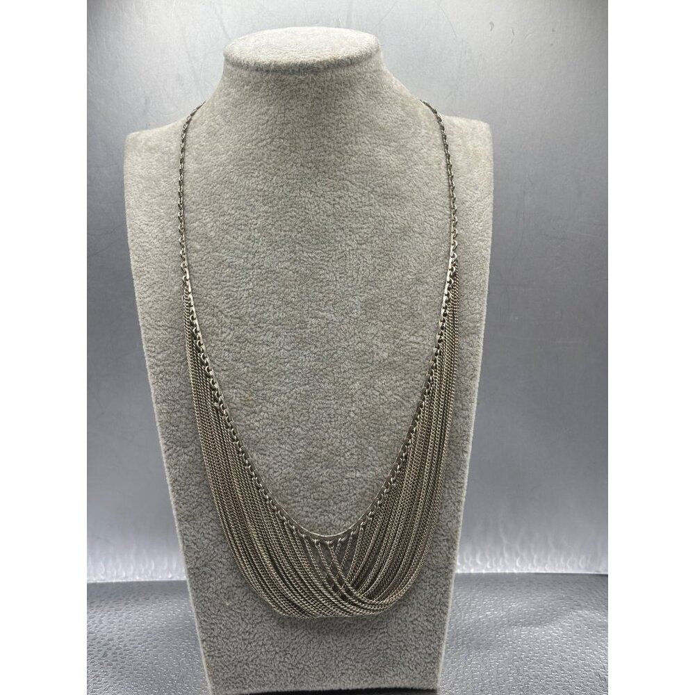 Intimate Silver-Tone Multi-Strand Draped Chain Necklace For Women Feminine